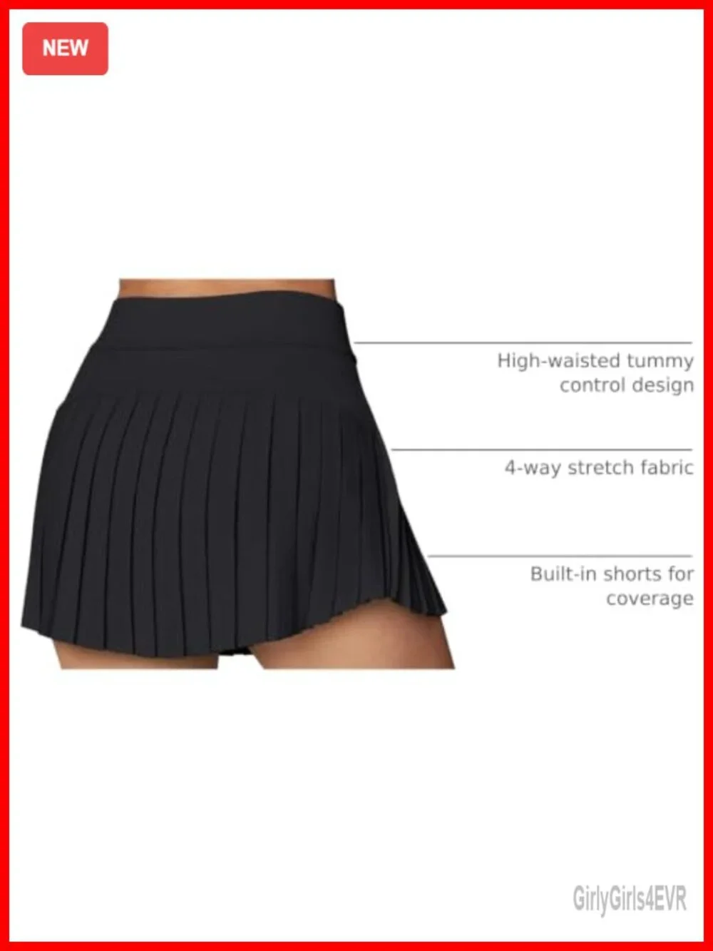 Pleated Tennis Skirt with Built-in Shorts, High Waist Athletic Skort, Pockets